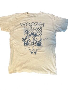 Weezer Graphic Band Tee- blue  weathered looking logo
